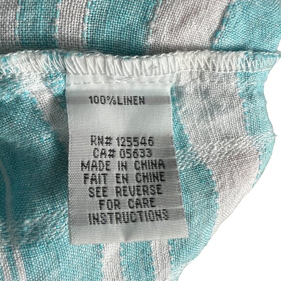 Habitat 100% Linen Striped ¾ Sleeve Oversized Top Aqua Mother of Pearl Size XL - Picture 4 of 6